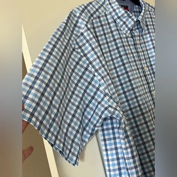 Tommy Hilfiger Men's Blue & White Button Down Checkered Shirt Size XL - Picture 8 of 14